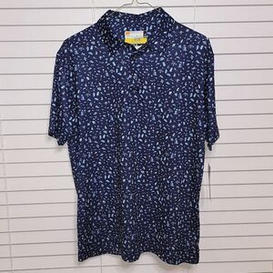 New Jack Nicklaus Eco Choice Mens Navy Vacation Print Polo Golf Shirt SMALL XXL
